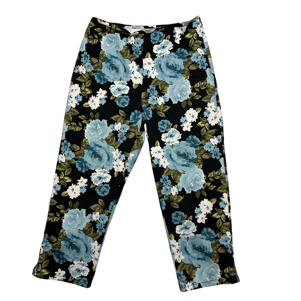 St Johns Bay Floral‎ Capri Pants Cotton Spring Granny Stretch Everyday Women 12